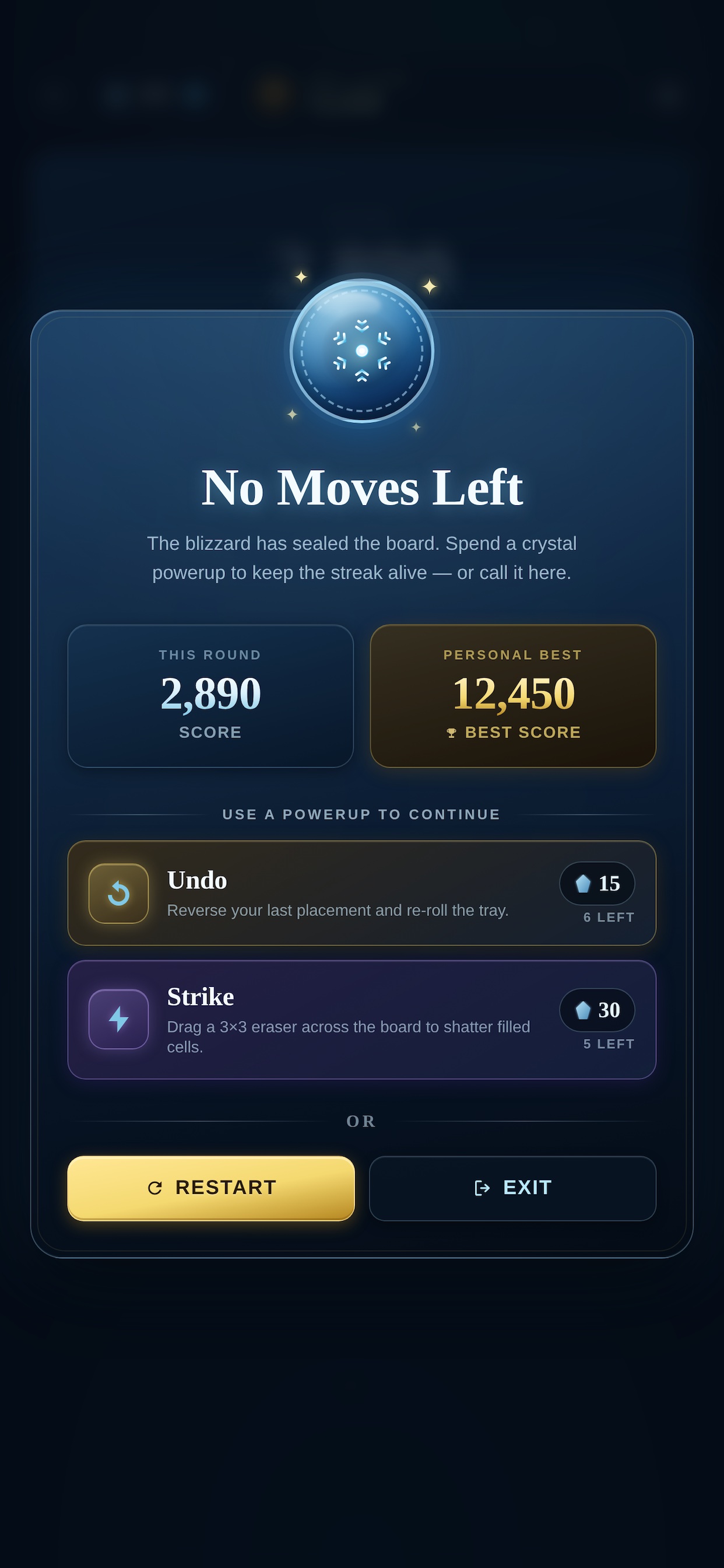 No moves left - powerup recovery