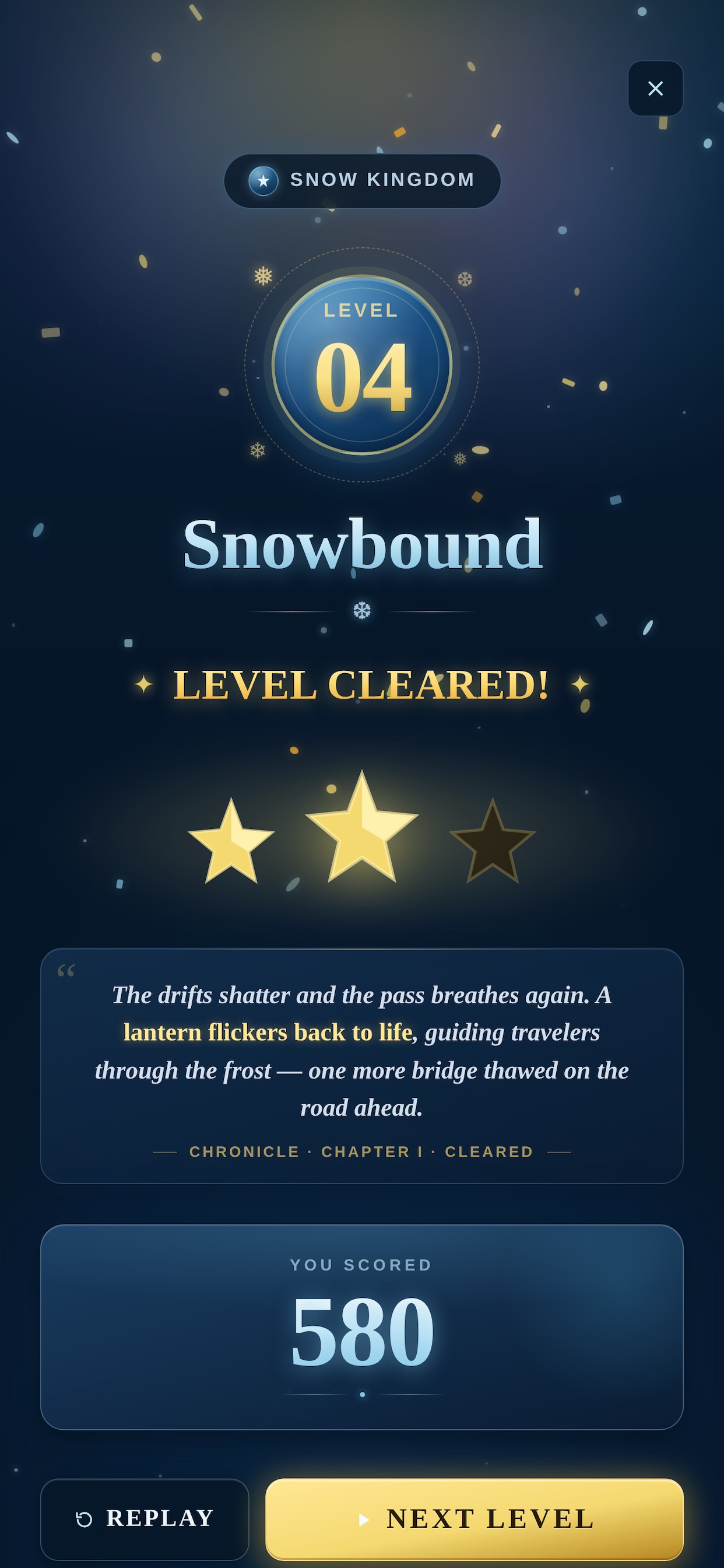 Level cleared with Chronicle story
